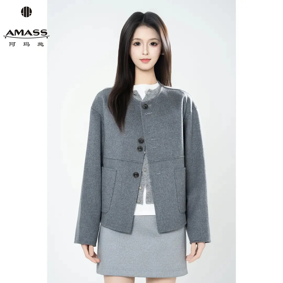 AMASS/阿玛施秋冬新款高级感复古轻奢老钱风时尚毛呢外套女540006