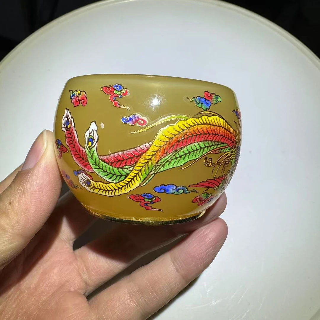 龙凤呈祥黄琉璃杯（单只）