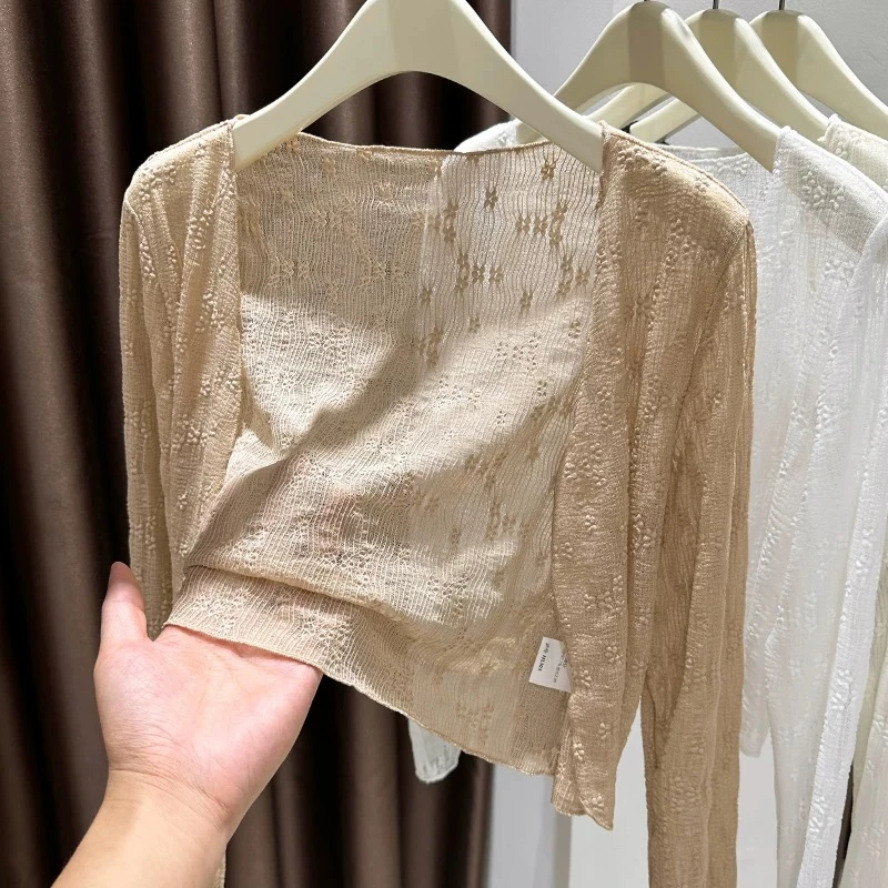 冰丝小披肩短款蕾丝防晒衣开衫女外搭夏季配吊带裙罩衫薄款短外套