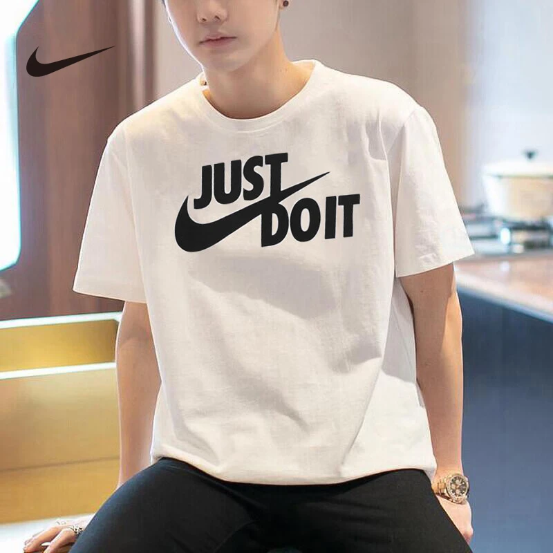 NIKE耐克男女同款短袖JUST DO IT情侣纯圆领透气运动T恤衫 AR5007