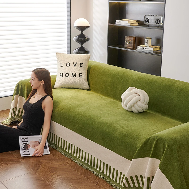 【留白】新款加厚防猫抓万能通用型沙发巾一片式全盖雪尼尔