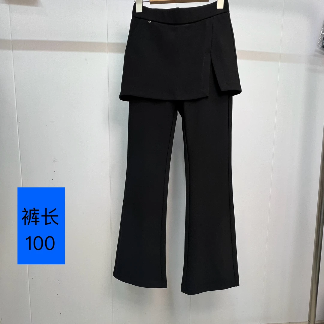 新款假两件微喇叭裤女修身显瘦设计感裙裤长裤