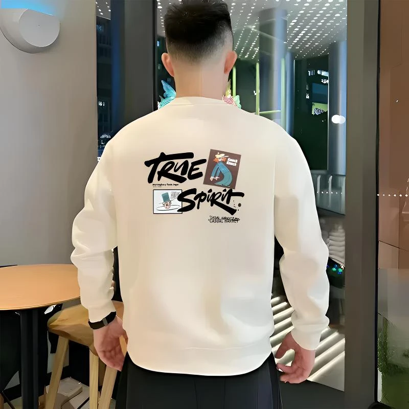 2025秋冬新款时尚潮牌卫衣男士美式潮流印花百搭长袖休闲圆领上衣