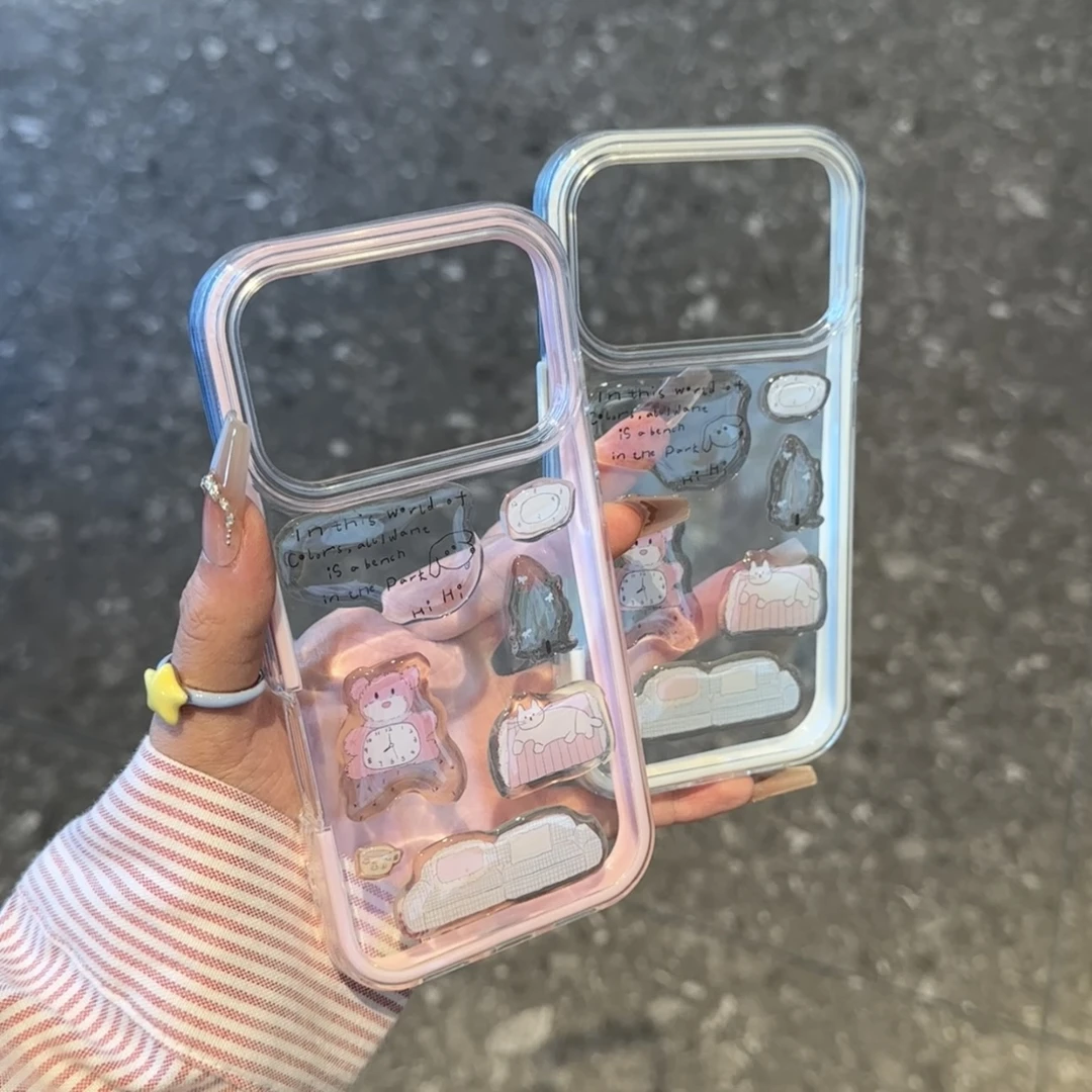 奥菲顿滴胶粉熊贴纸适用苹果17/16炫彩二合一手机壳iPhone15/1413