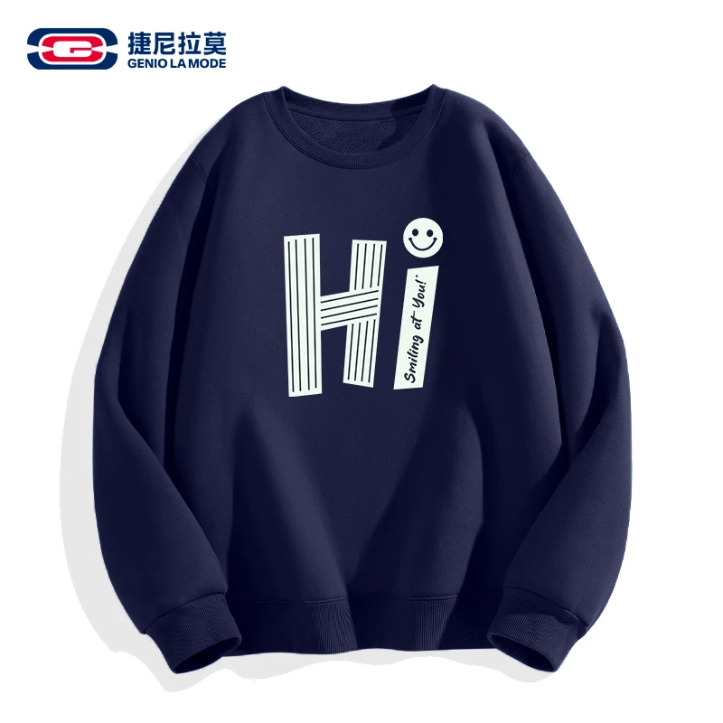 【敖瑞鹏代言】捷尼拉莫韩系潮流印花设计圆领无帽卫衣2025情侣同款