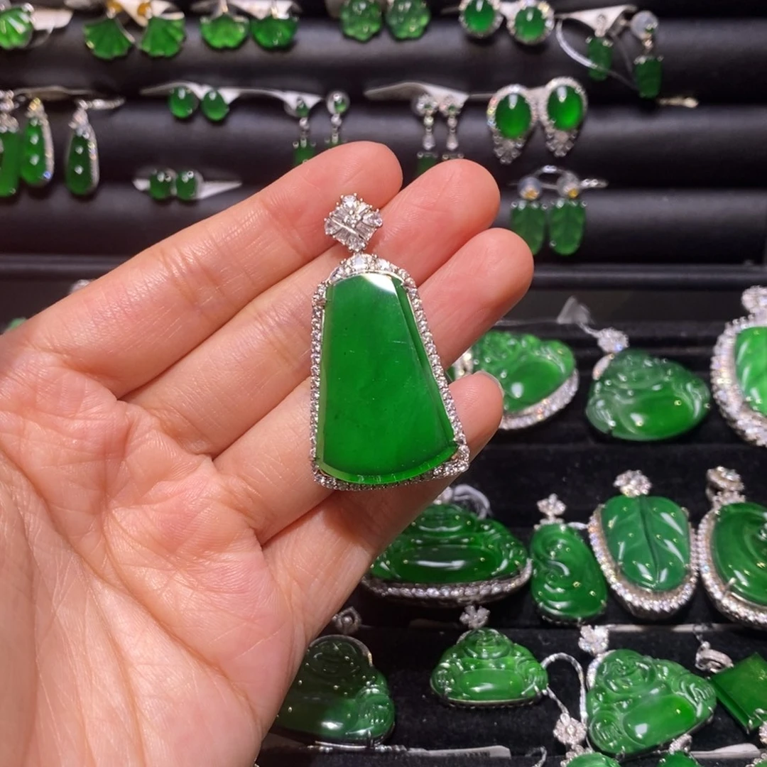 翡翠银S925镶嵌吊坠(不含链)无事牌