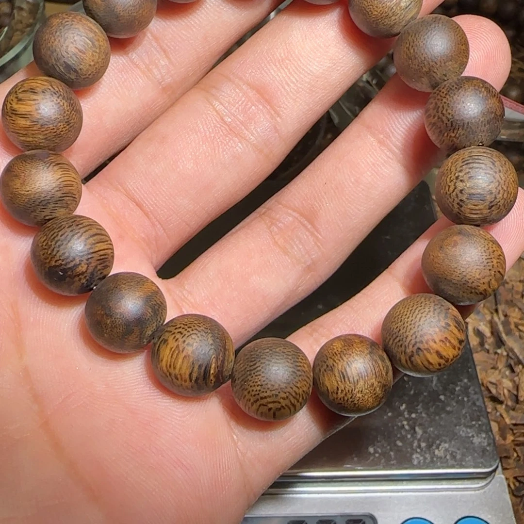 沉香手串单圈圆珠12-17g