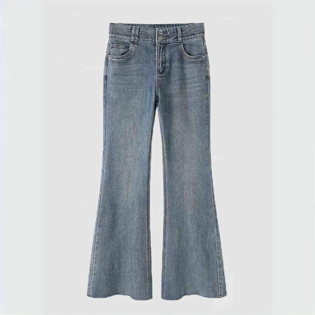 艾家2025春季新款休闲百搭阔腿牛仔裤女3225