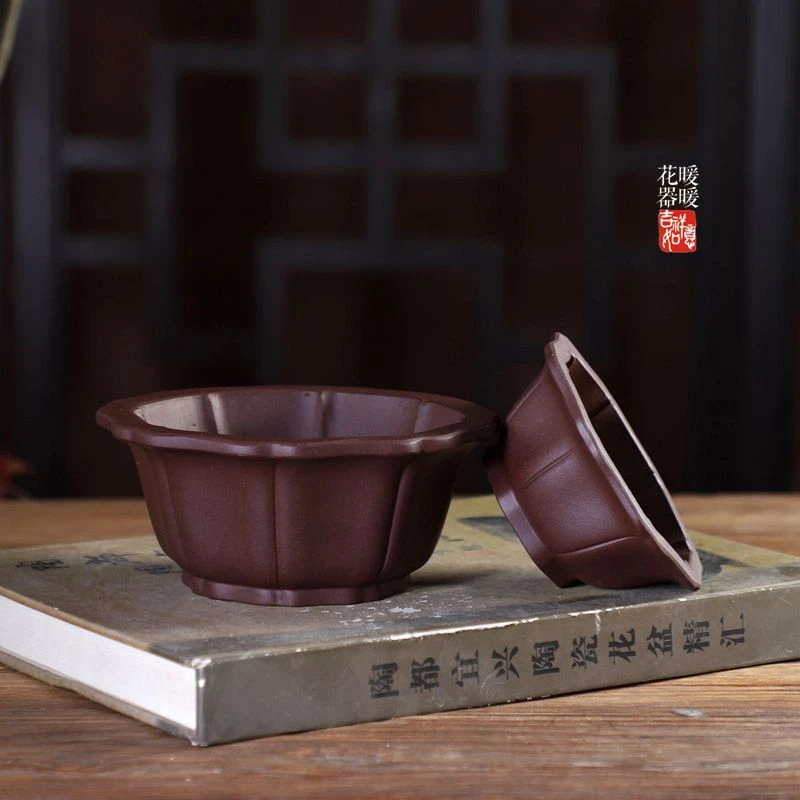 『六边葵式』暖暖精选手工紫砂小花盆高档绿植盆景盆蒋红翠