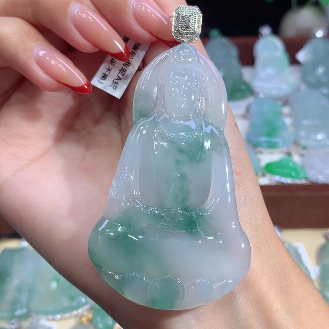 吊坠(不含链)18K金镶嵌翡翠