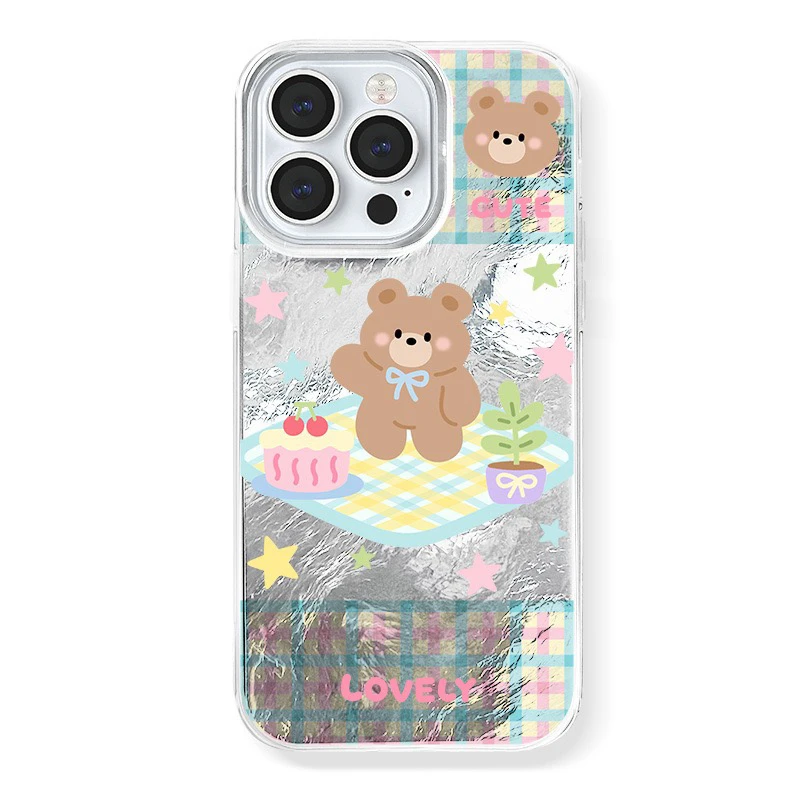 卡通冰川纹适用于iPhone16ProMax苹果15手机壳14/13小熊12/11