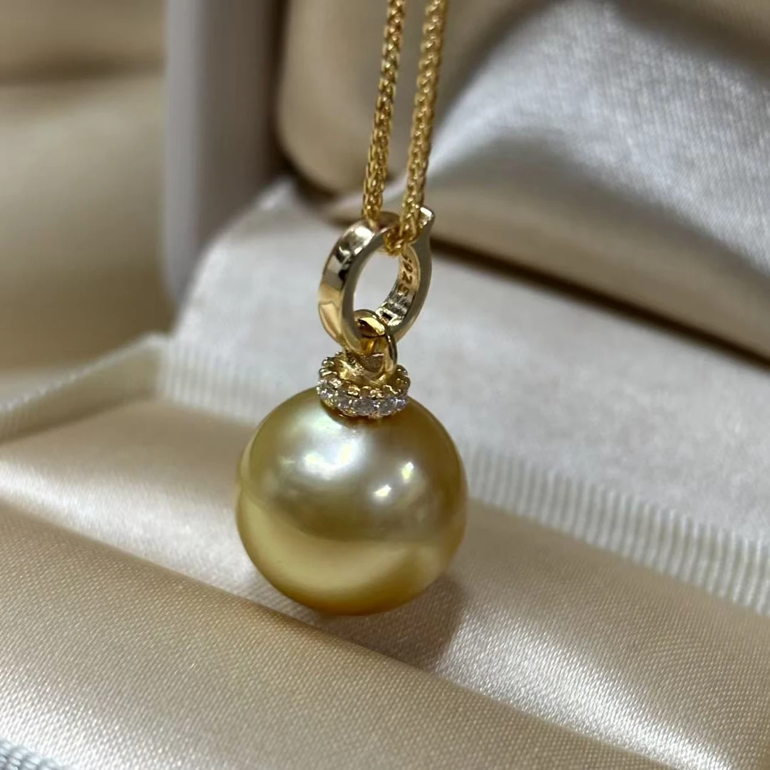 【浓金无暇】奢牌/大牌质感缅甸田崎金13-14海水南洋金珍珠双用吊坠