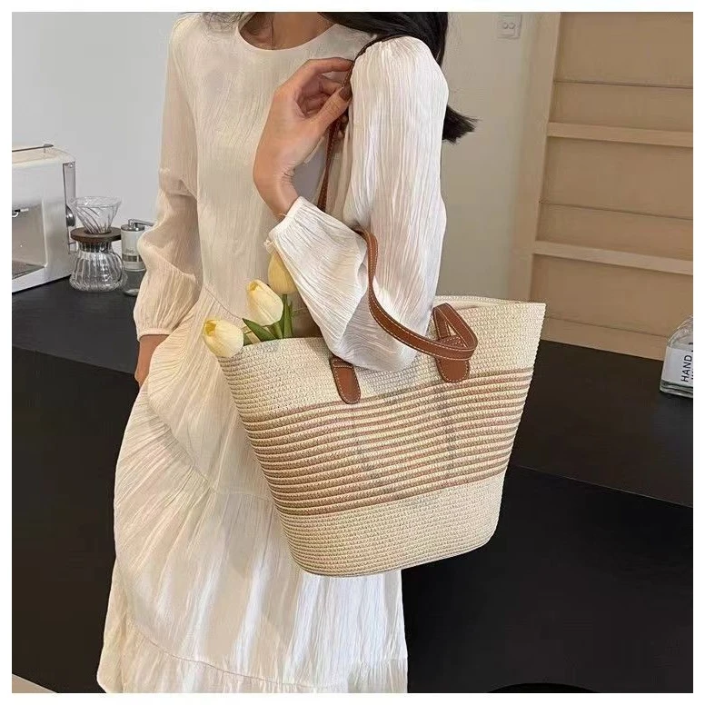 【Muusu】草编包女托特包大容量沙滩包编织单肩通勤包