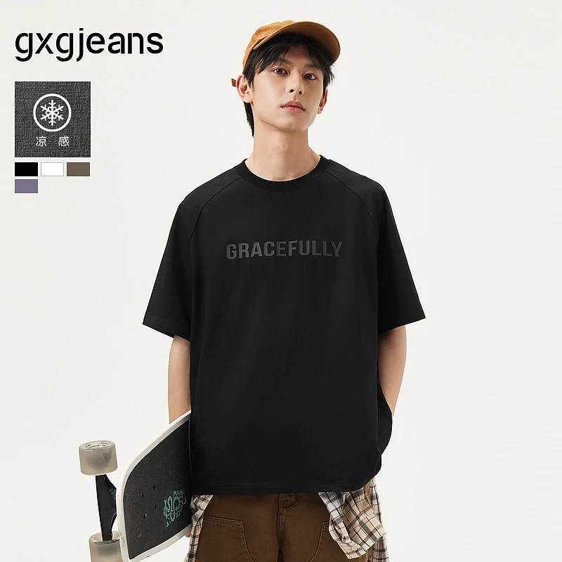 gxg.jeans男装 多色字母圆领短袖T恤男 25年夏新品#J25D442083