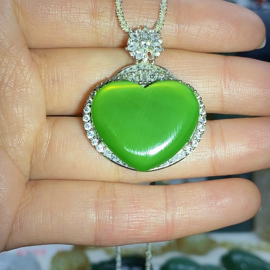 和田玉（碧玉）颈饰银S925镶嵌