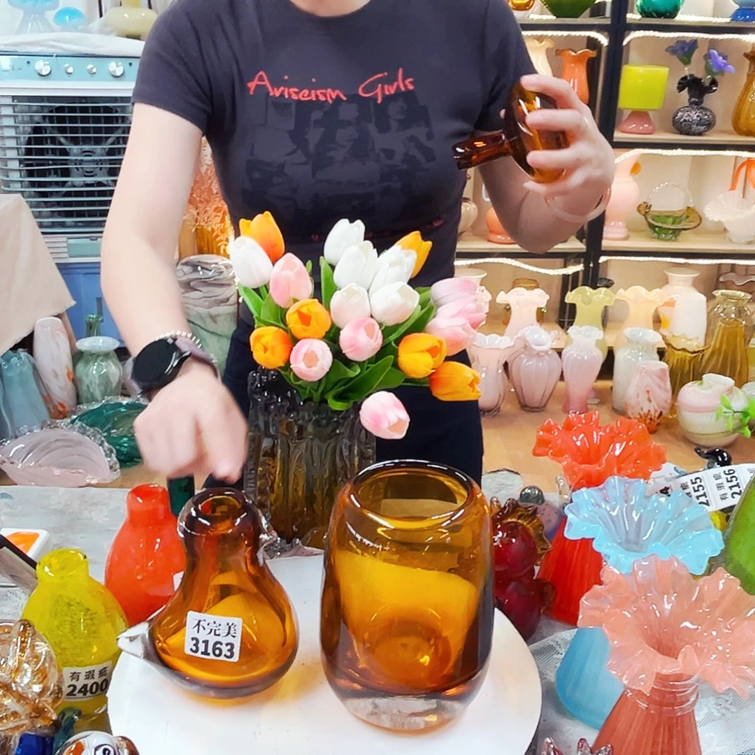 妖***猫琉璃1鸟1瓶家悦花器摆件不完美