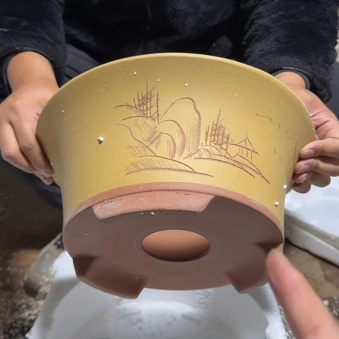 紫砂花盆口径33高度14