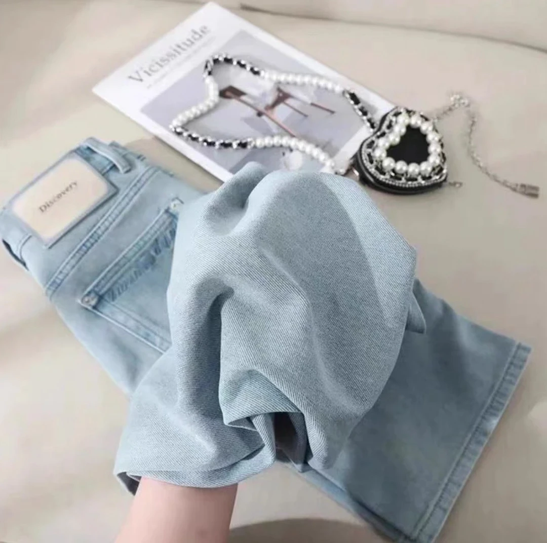 阔腿牛仔裤新款夏季薄款垂感小个子高腰直筒宽松显瘦裤子筒裤牛仔