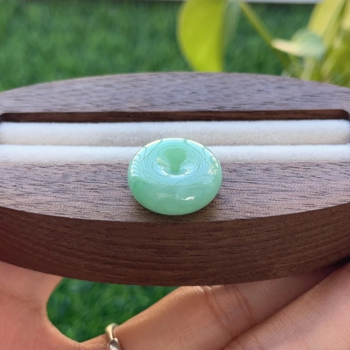 未镶嵌定制翡翠微*～清甜绿底平安扣卡16定制不退不换