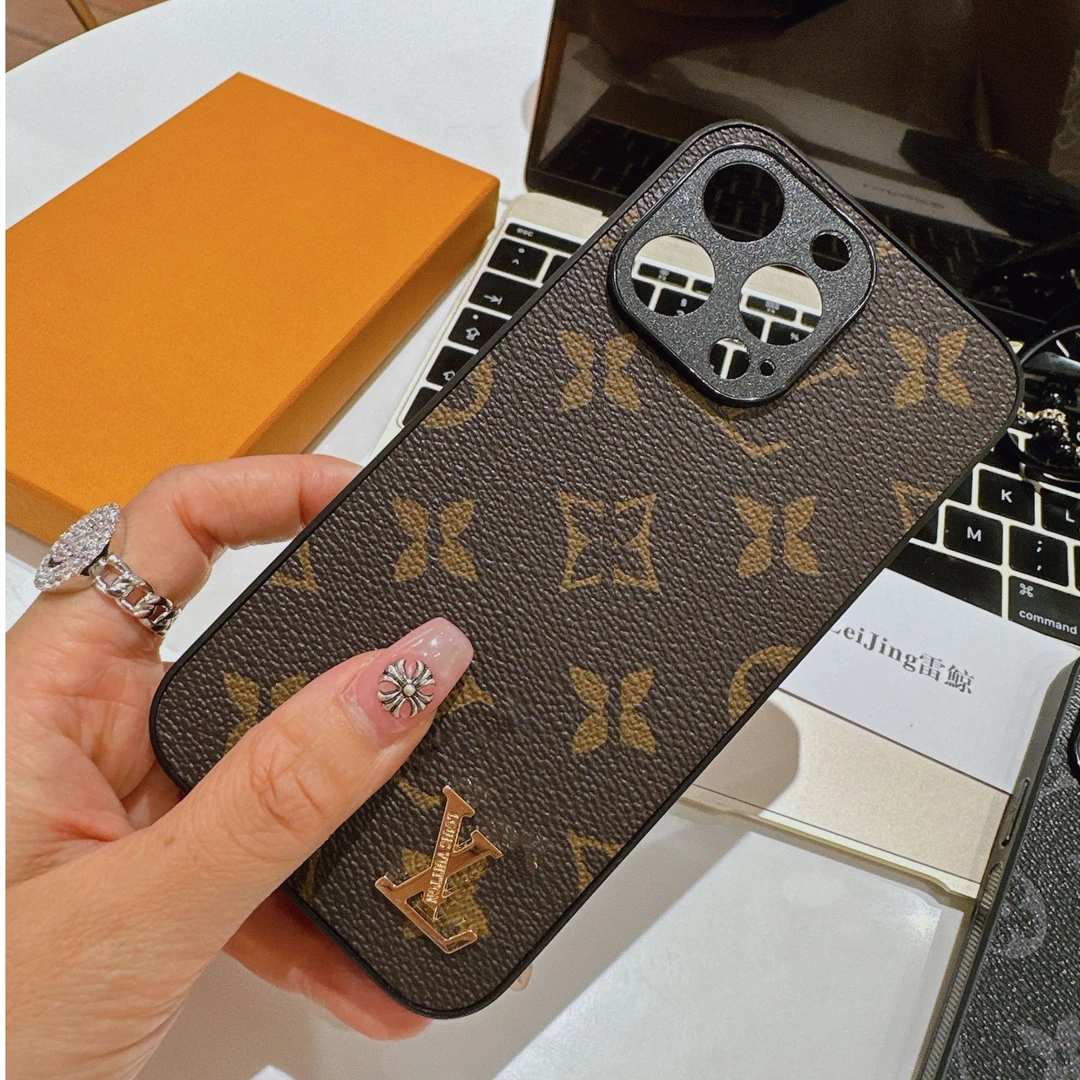 经典老花皮质适用苹果15promax手机壳14pro防摔iPhone13欧美12潮