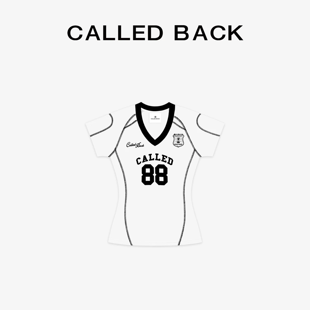 CALLED BACK夏季新款百搭休闲健身运动白色球服88印花圆领短袖