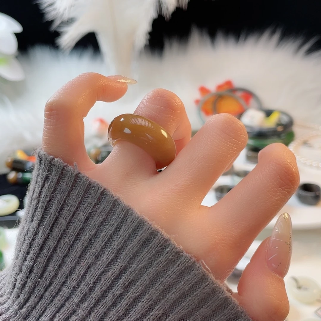 S***x和田玉未镶嵌戒指k56 焦糖轮胎16.3mm