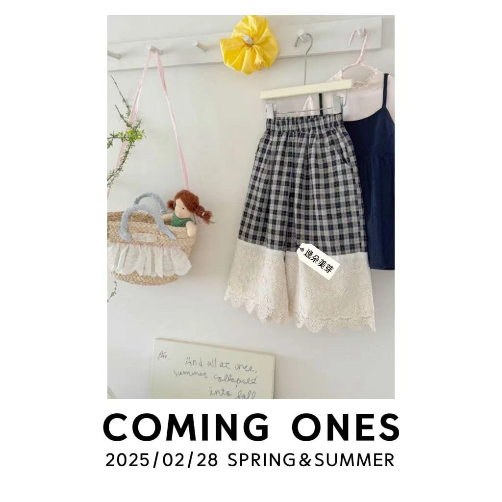 逸朵美芽COMING ONES 春款女童 85066黑色格子裤子