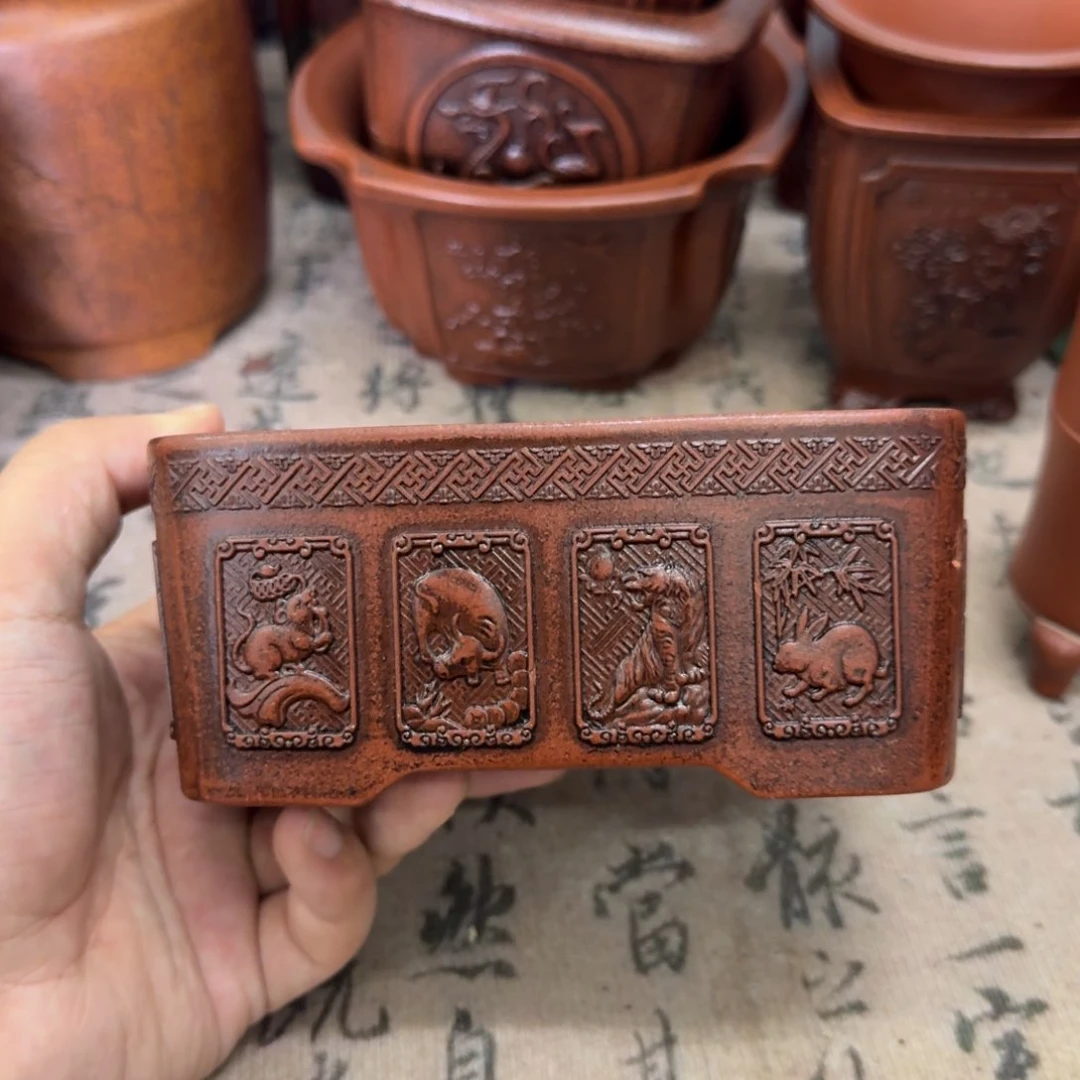 紫砂花盆13.5x9.5x5.5内经紫砂花盆