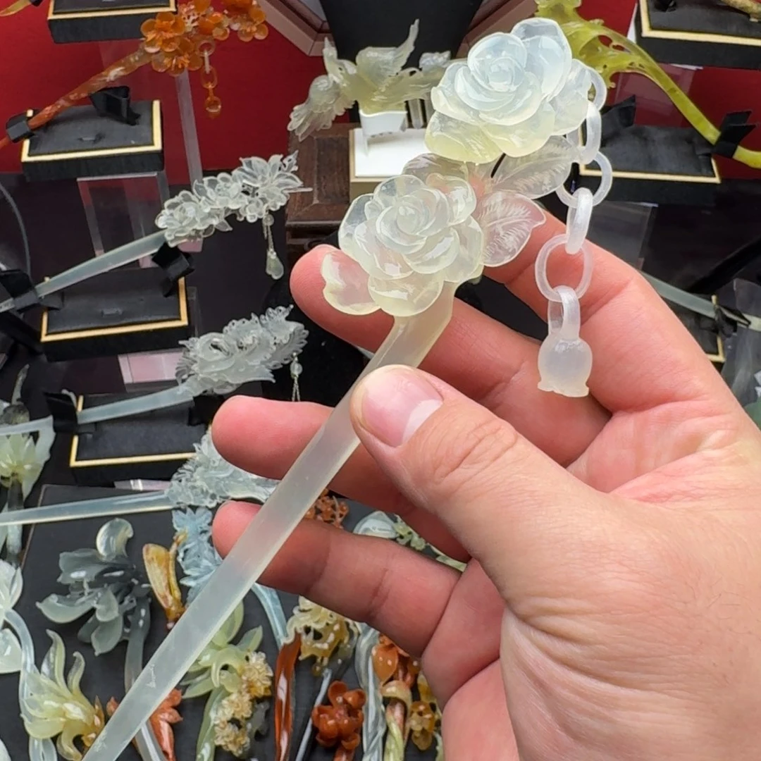 岫玉发饰未镶嵌岫玉发簪就是好看