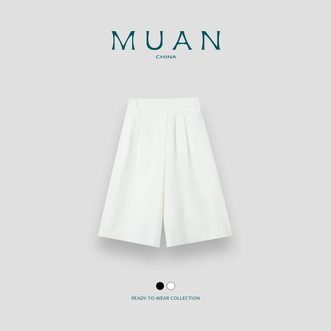 木岸MUAN：《安可西裙裤》定制简约高级百搭宽松八分裤女MJ-F8206