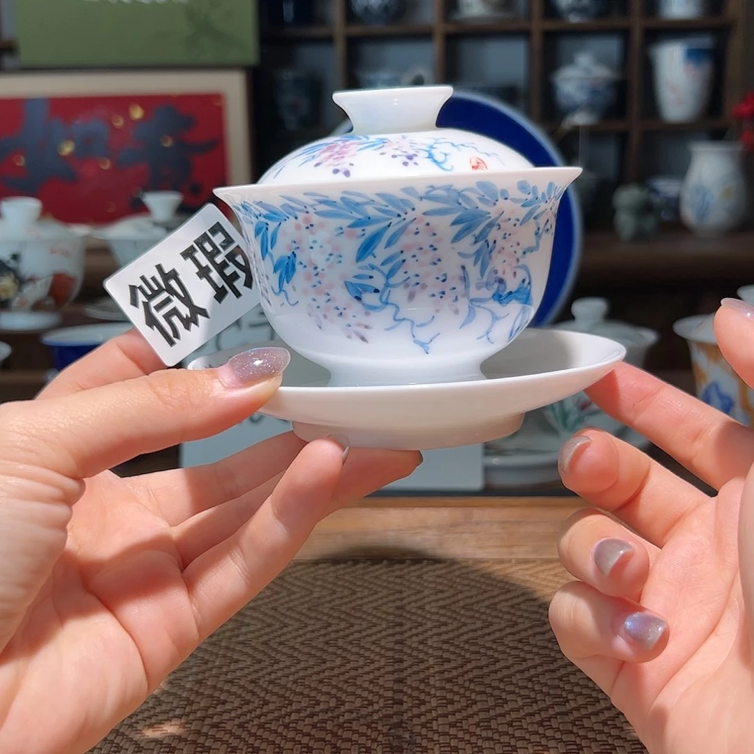 【闪购商品】微瑕 手绘 盖碗