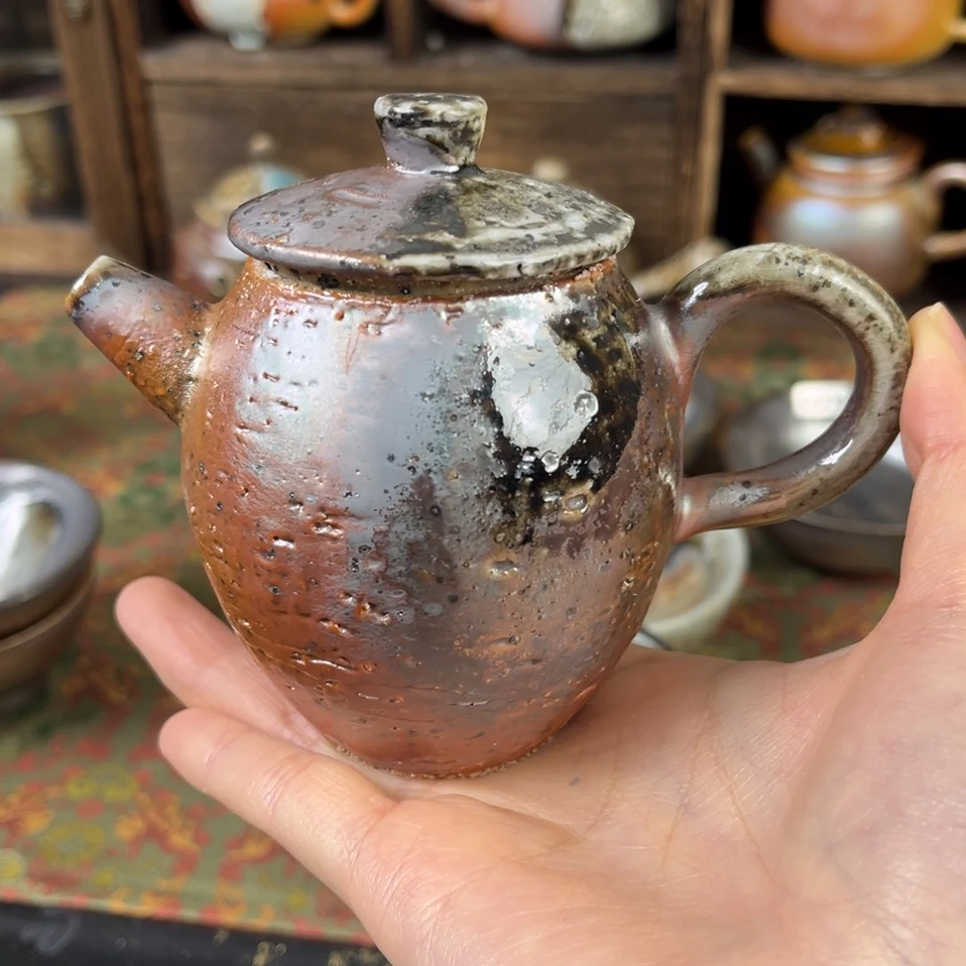 摆件柴烧茶器粗陶壶