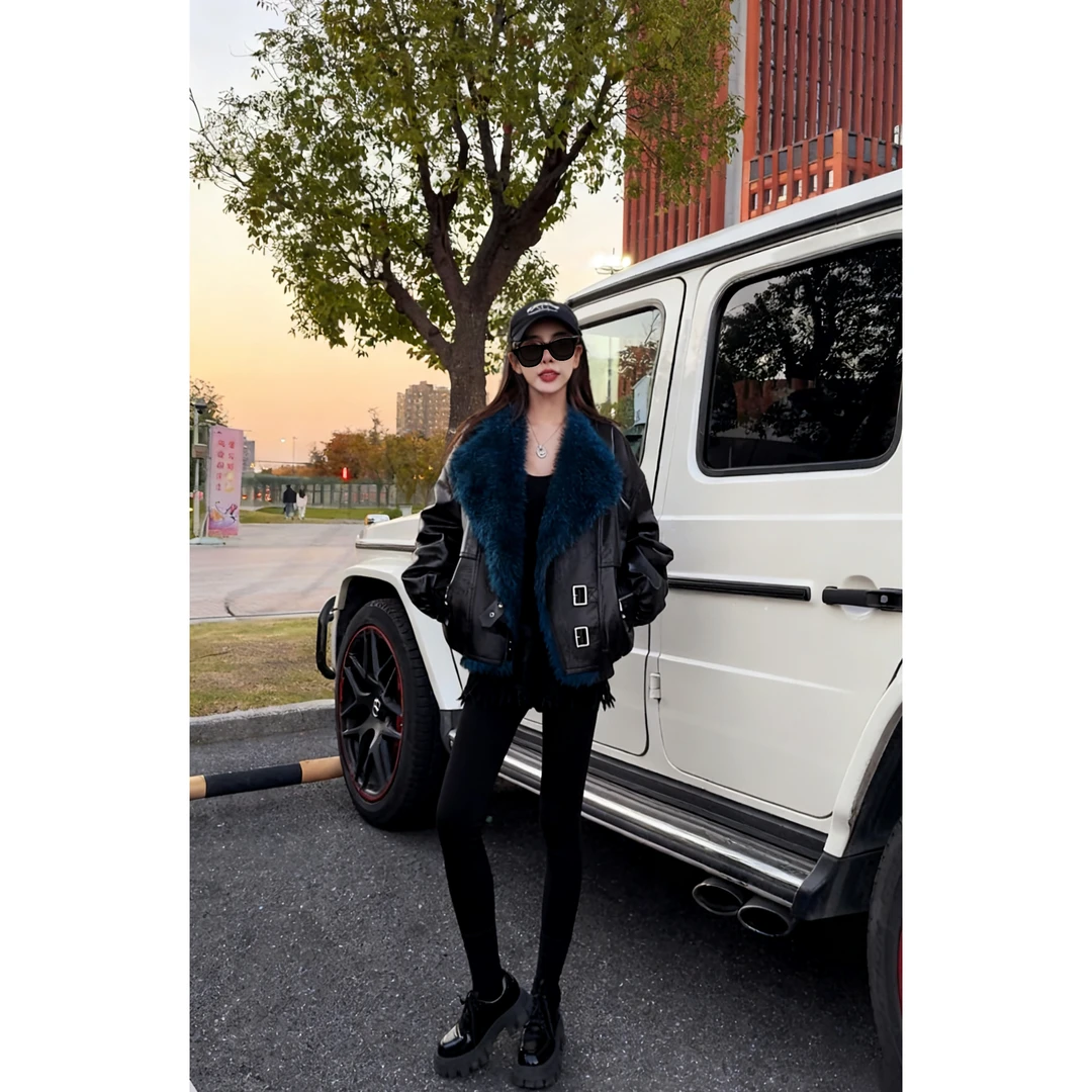 【Yongjia】羊皮鹅绒服女外套55374-1-60时尚冬季