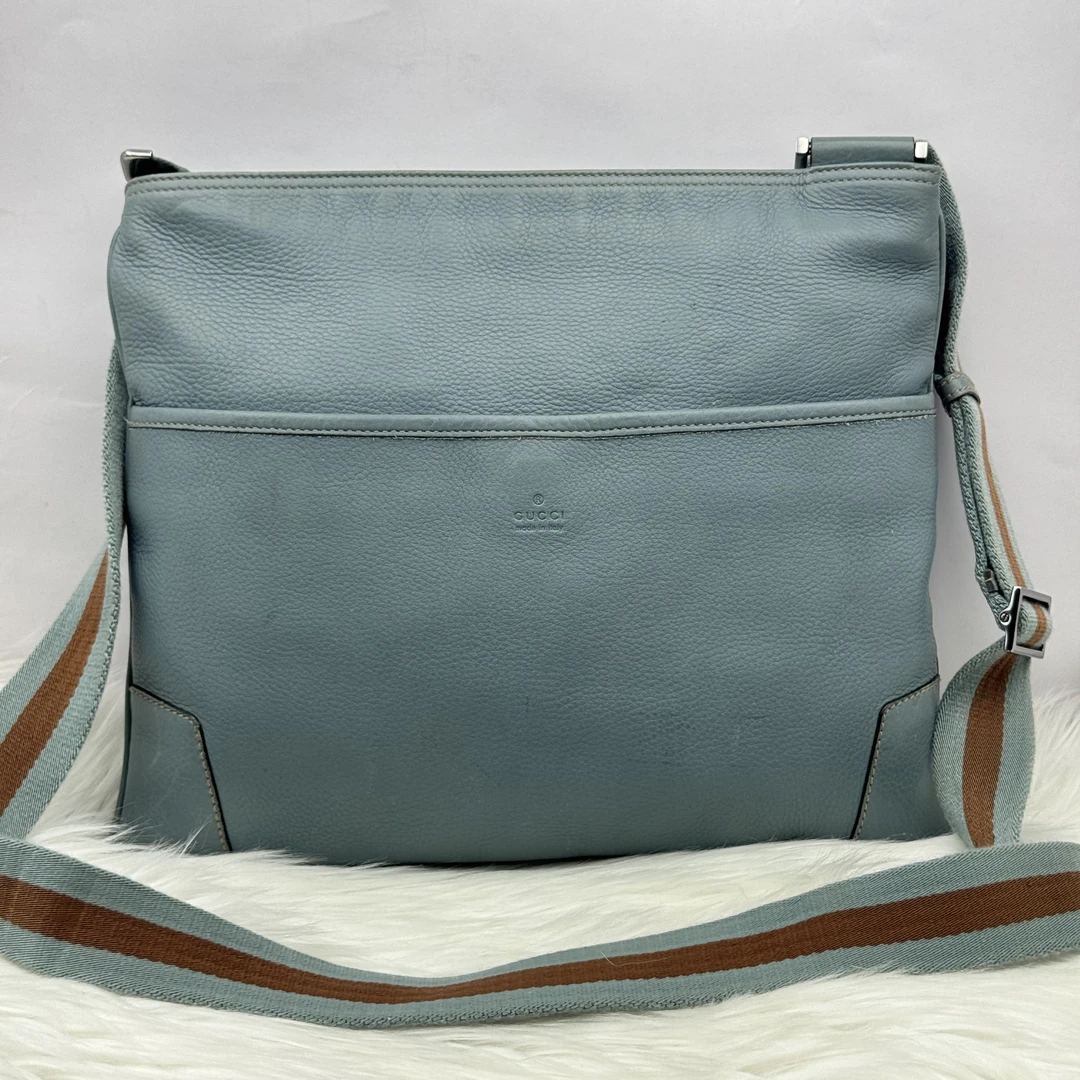95新 GUCCI/古驰 尔忧中古经典蓝色斜挎包00150