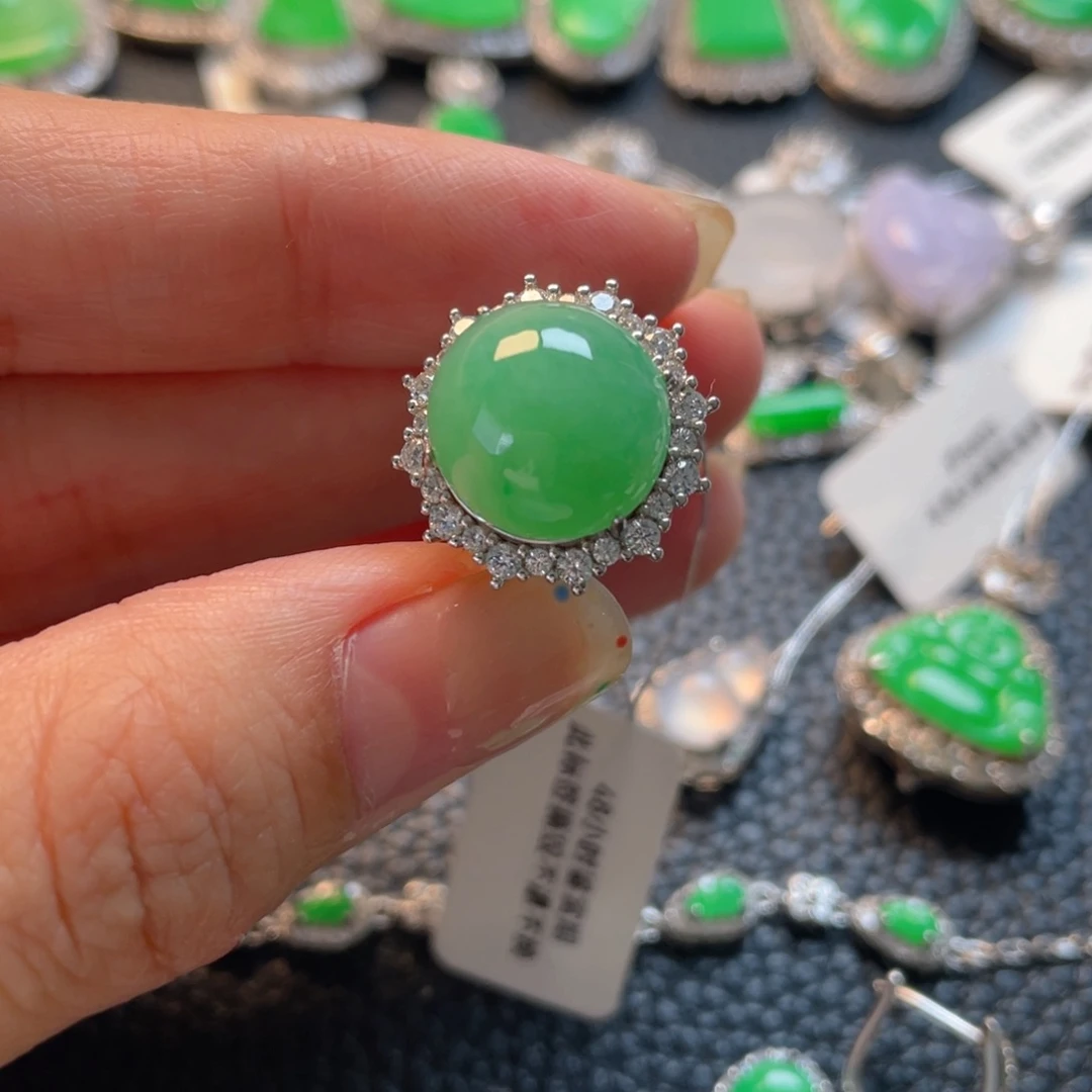 翡翠银S925镶嵌吊坠(不含链)戒指