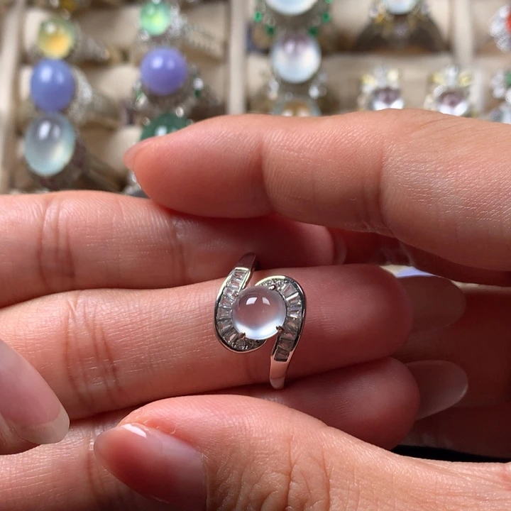 翡翠银S925镶嵌戒指缅甸天然翡翠Ａ货