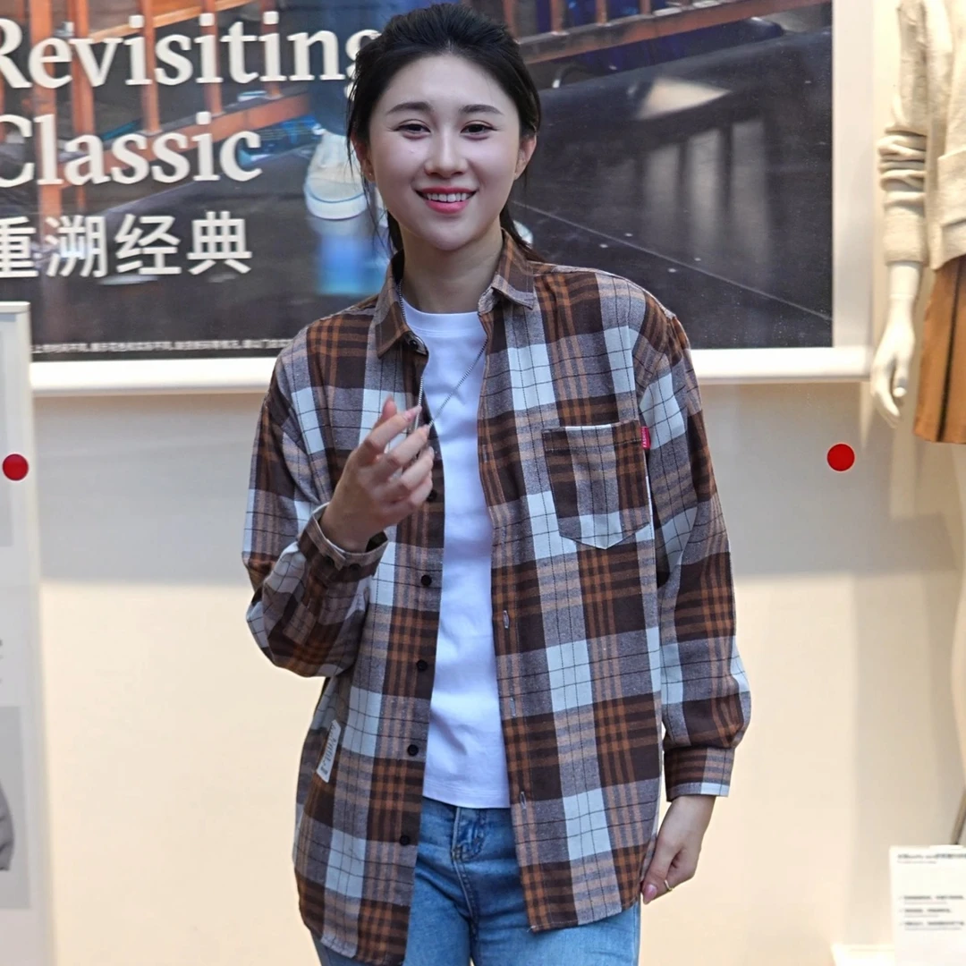 2025秋季男士新款长袖衬衫休闲时尚百搭衬衣男装潮流格子修身男