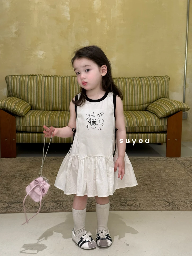 2025夏实体档口女童小猫咪连衣裙