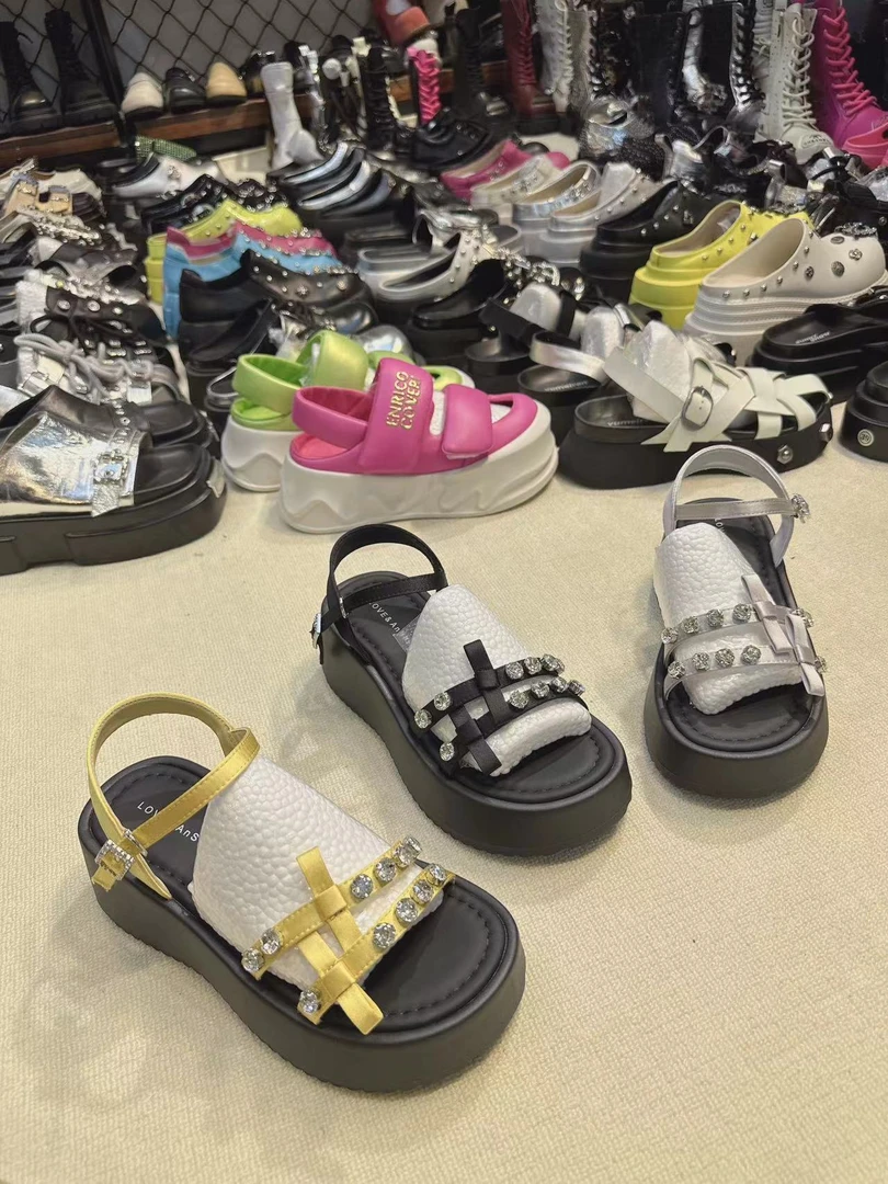 一字带蝴蝶结软底防水台厚底女凉鞋夏季新款百搭显瘦