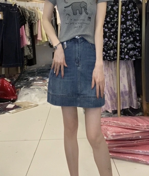 2025新款时尚百搭显瘦减龄牛仔A字裙