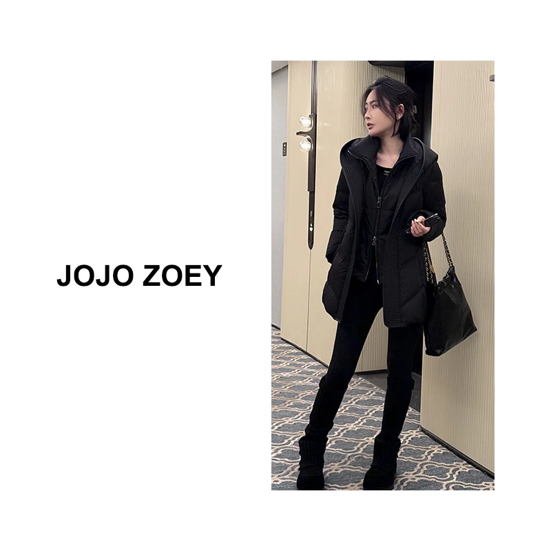 JOJO ZOEY【落日情书】~韩系时尚大翻领收腰90白鸭绒羽绒服yrf-4440