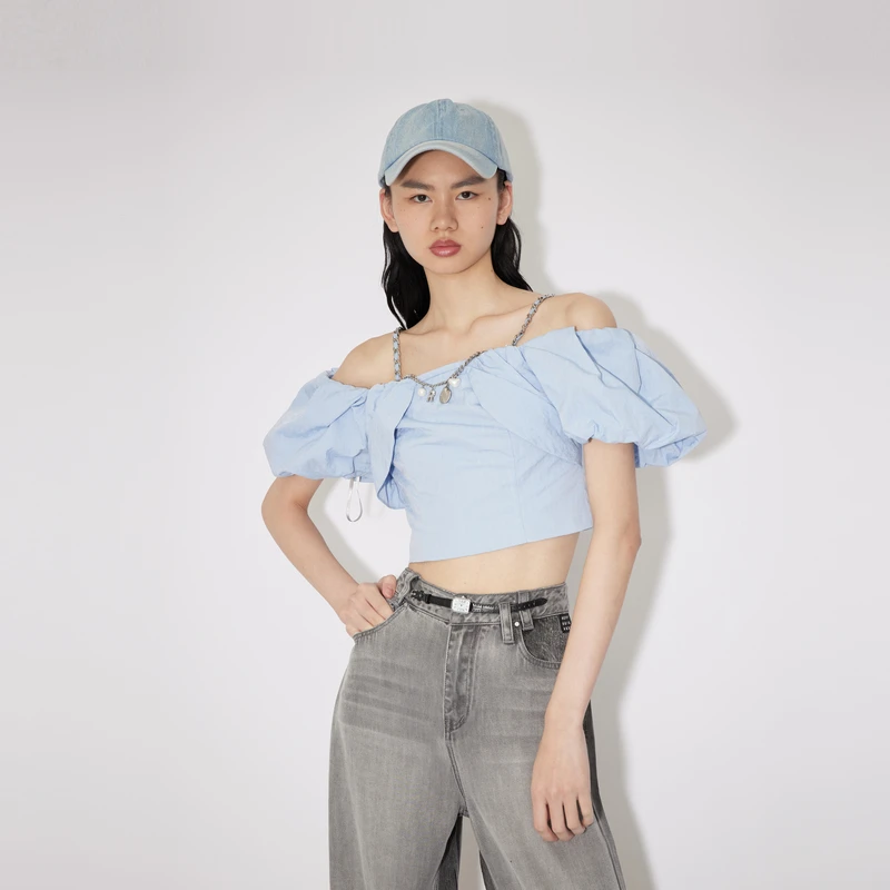 【达人播专属】REVAN芮范少女度假风露肩短单衣RM30801110