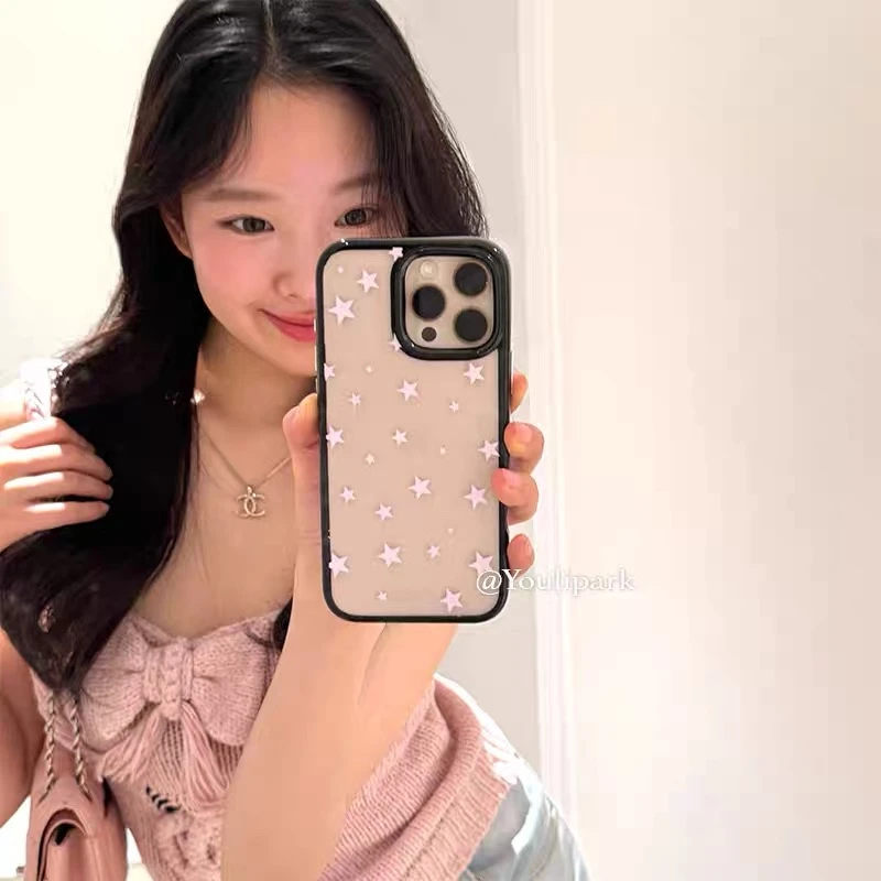 【奶油专属】韩系亚克力满天星星适用苹果16pro女iphone15手机壳