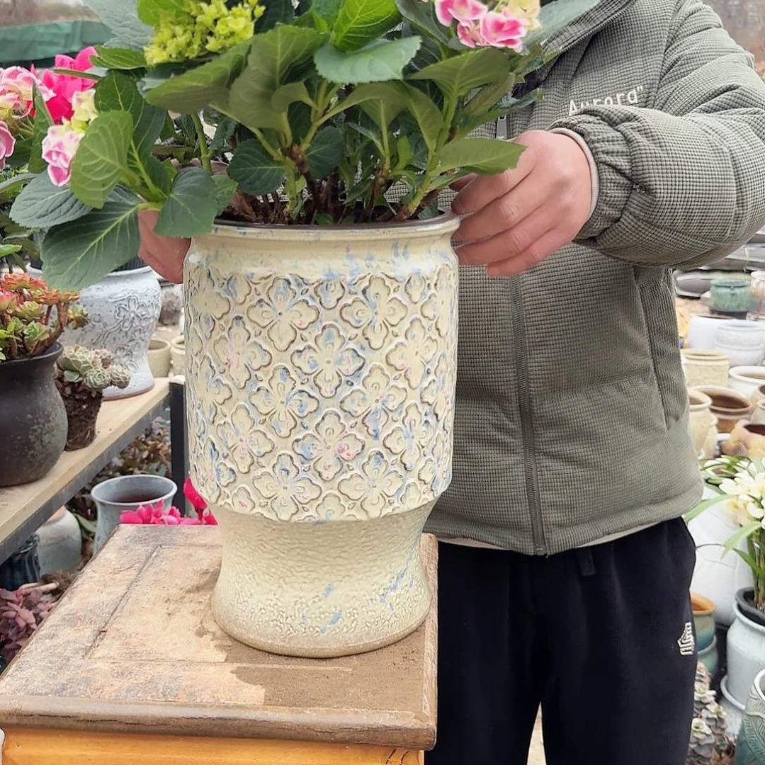 紫砂花盆口20高30（一个菠萝彩色