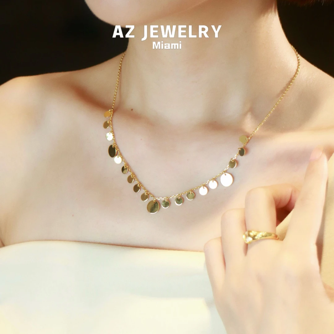 ANNA ZUCKERMAN 坠链均925银 【镜】璀璨灵动亮片闪片项链轻奢颈链