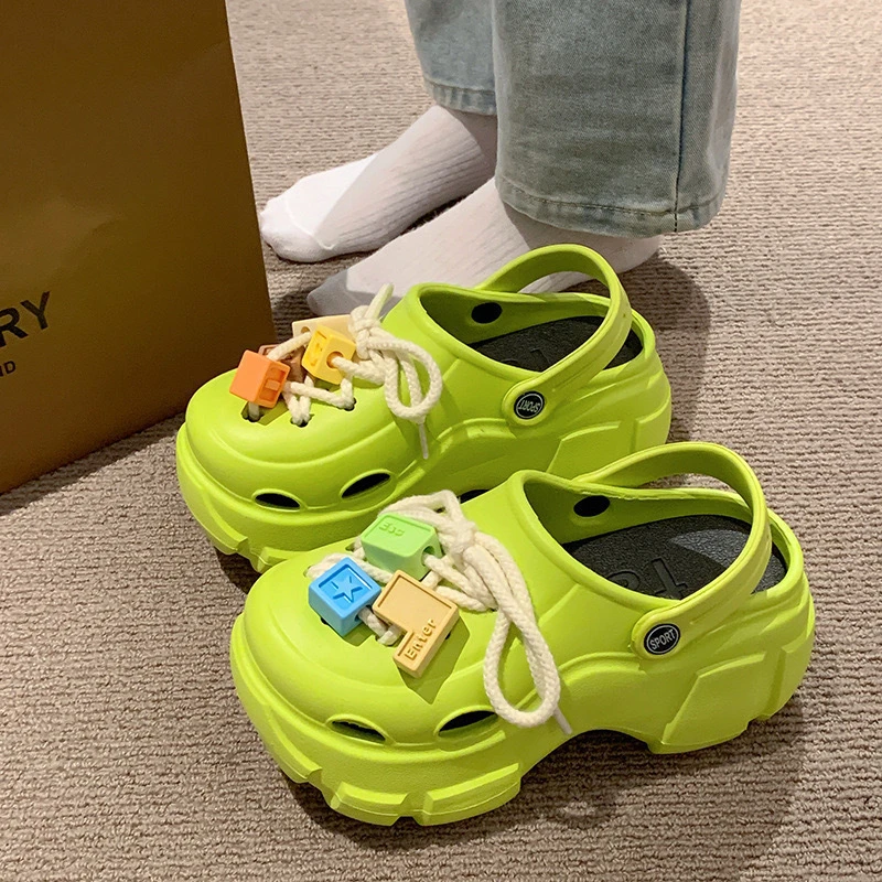 洞洞鞋女款2025新款爆款夏季超厚底增高防滑时尚外穿包头凉拖鞋女