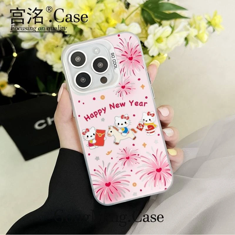 烟花骑马KT红包彩银壳适用于iPhone苹果17手机壳华为oppo小米手机