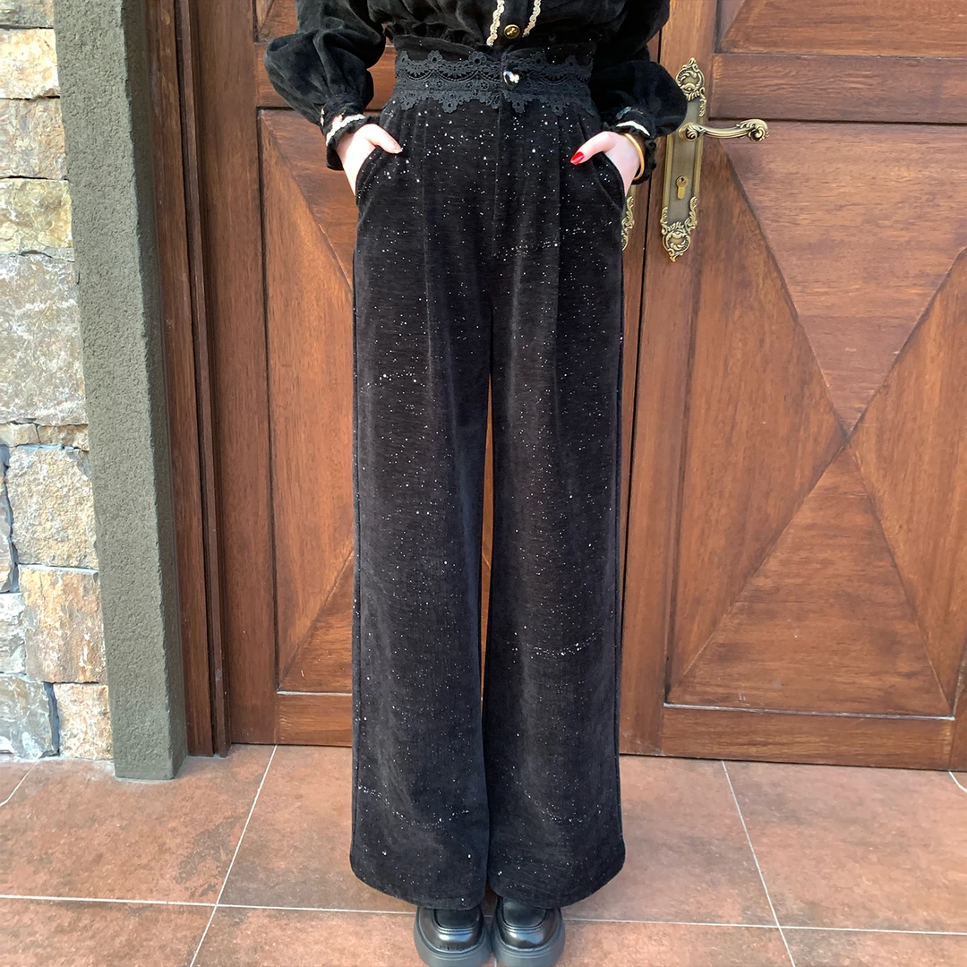 现货【一生罗曼】法式复古小众高级感裤子秋季直筒阔腿休闲裤K751