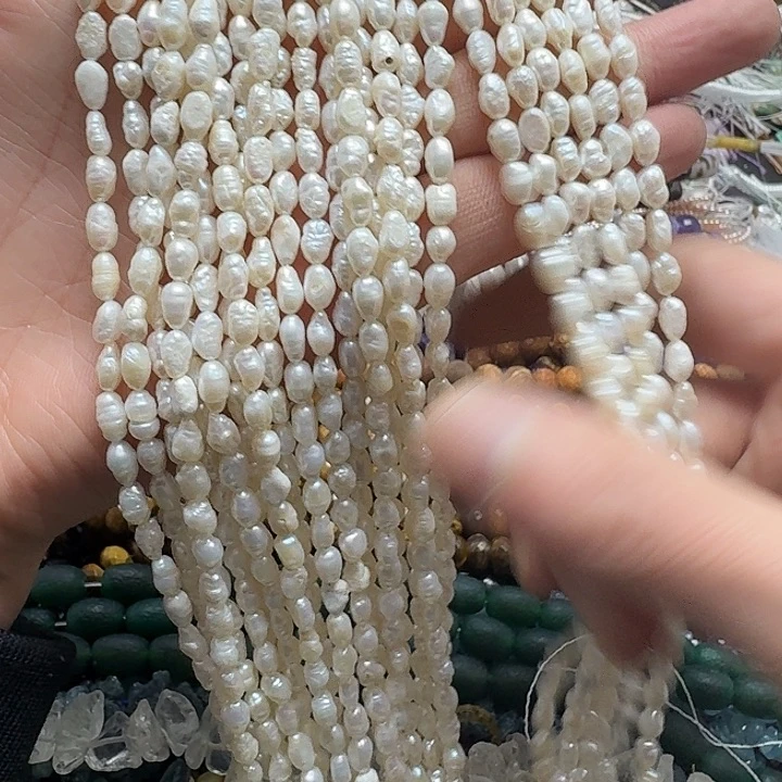 玛瑙/玉髓未镶嵌珠宝半成品一条5x7mm巴洛克珍珠