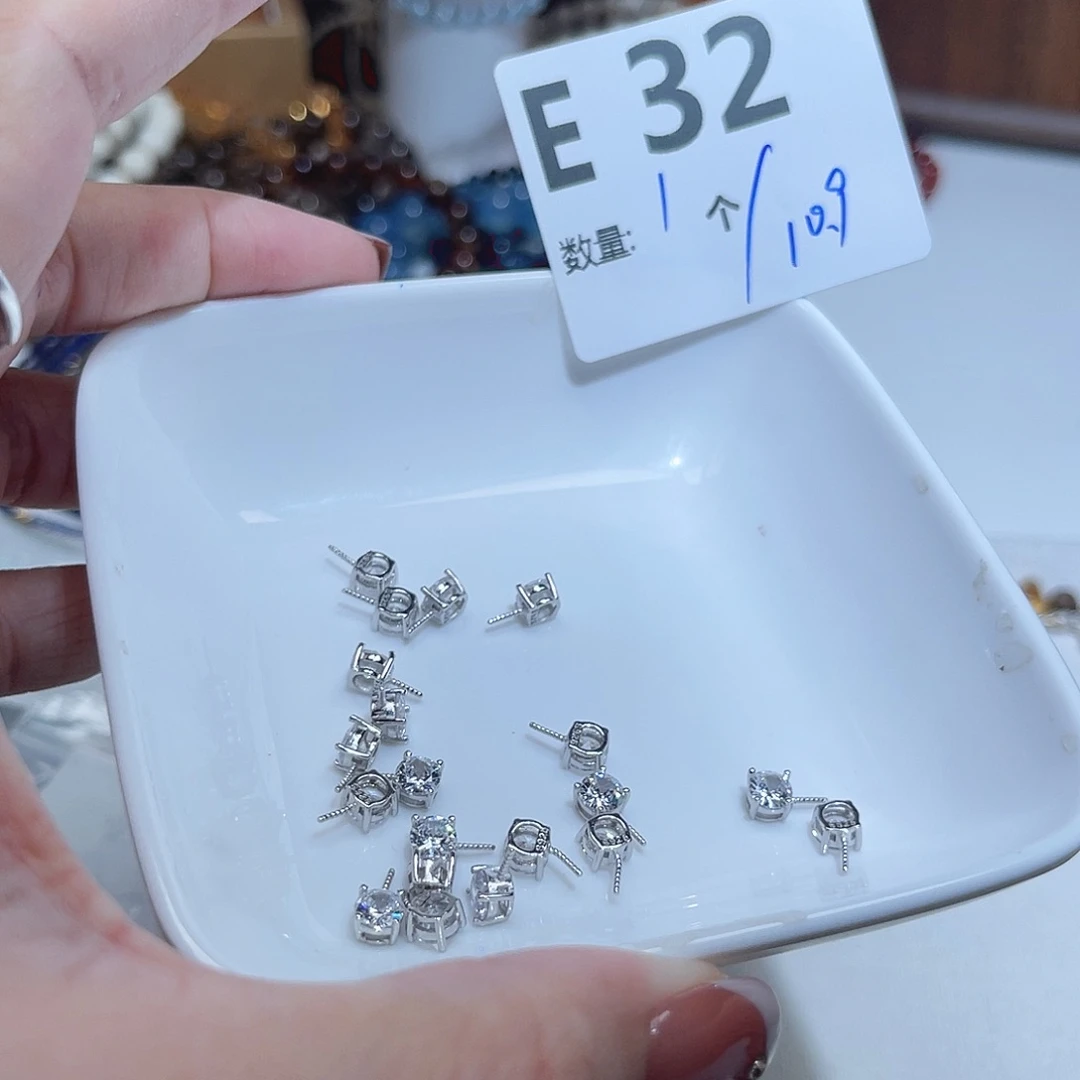 水晶银S925镶嵌珠宝半成品E32。